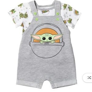 SOLD.        Baby Yoda Gray Romper and T-Shirt Set 0-3 month
